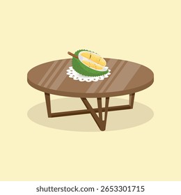 Durian Fruit en la mesa redonda Ilustración Diseño Vector