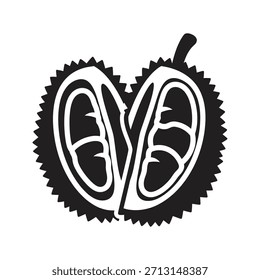 Durian fruit open sections icon symbol solid glyph vector design element tropical king spike smelly exotic fresh asian sweet healthy organic