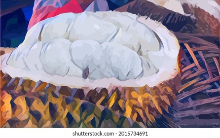 durian fruit painting, very cool and beautiful 
