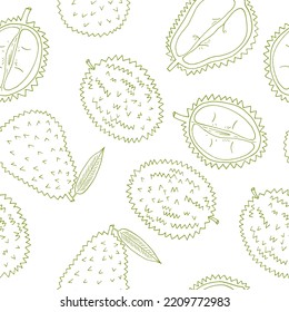 durian fruit seamless pattern hand drawn in doodle style. wrapping paper, background, wallpaper, textile.