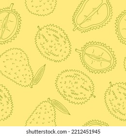 patrón sin costuras de fruto de durión dibujado a mano en estilo doodle. papel envolvente, fondo, papel pintado, textil.