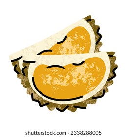 durian fruit, simple illustration in abstract flat sketch drawing style, healthy food