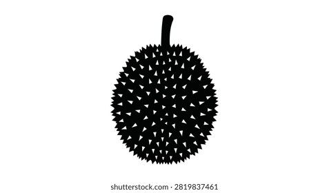 Durian fruit with spiky rind black silhouette