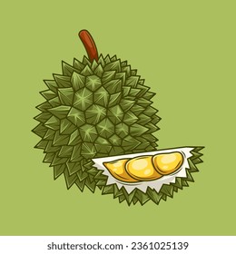 durian fruit vector illustration cartoonish style