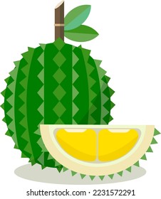 Durian with fruits isolated background vector illustration.