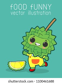 Durian funny cartoon poster design icon, food funny Vector illustration