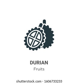 Durian glyph icon vector on white background. Flat vector durian icon symbol sign from modern fruits collection for mobile concept and web apps design.