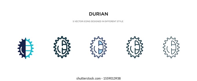 durian icon in different style vector illustration. two colored and black durian vector icons designed in filled, outline, line and stroke style can be used for web, mobile, ui