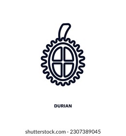 icono del durión. Icono de durión delgado de la colección de verduras y frutas. Vector de contorno aislado en fondo blanco. El símbolo editable del durión puede ser utilizado web y móvil