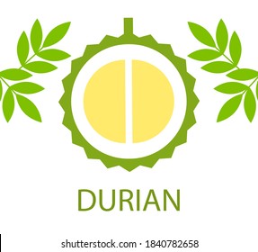 Durian isolated on a white background. Vector flat illustration for a store sign.