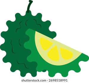 Durian aislado en el fondo blanco. Dibujos animados de Ilustración vectorial
