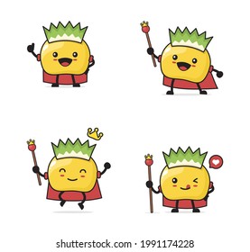 durian king. fruit cartoon illustration isolated on a white background