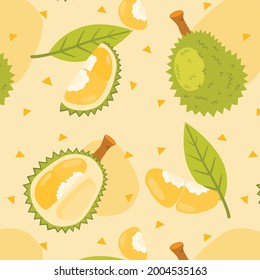 Durian King of Fruit With Triangle, Seamless Pattern, Vector, Illustration