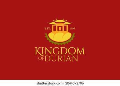 Durian kingdom logo vector graphic with a combination of durian and asian style empire for any business.