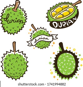 Durian Label Logo Set Illustration