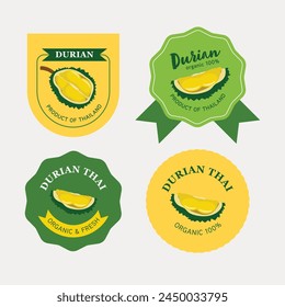  Durian logo. Durian fruit with cut in half. Durian label sticker vector design.