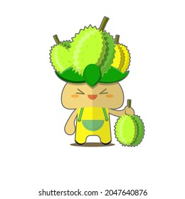 
Durian Mascot Graphic Vector Illustration, Nice Design For Fruits and Vegetables Theme, for boys, girls, kindergarten, preschool. cute, chibi, colorful visuals. for stickers, visual elements.