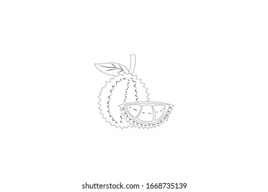 Durian Object Vector Outline Fruit Illustration