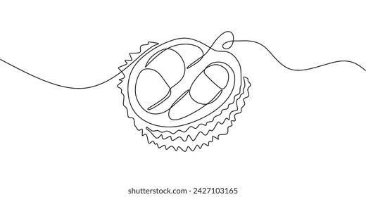 Durian one line art drawing. Natural tropical fruit food.