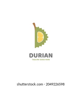 Durian open slice logo icon in letter D shape