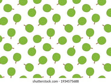 Durian pattern wallpaper.  Durian on white background.