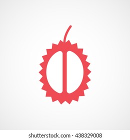 Durian Red Flat Icon On White Background