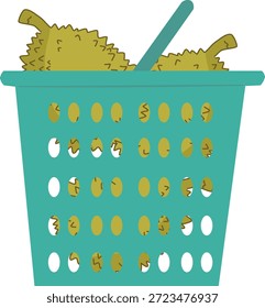 Durian en una canasta de cereal
