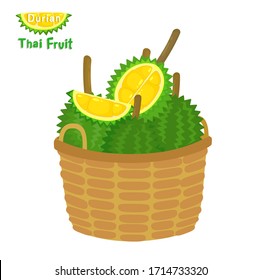 Fruta tailandesa duriana en vector de fondo blanco