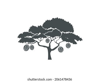 durian tree silhouette vector illustration