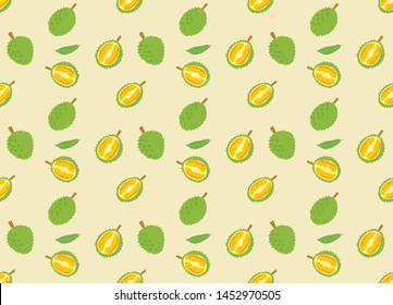 Durian vector disign,Set of vector color illustrations, icons of a durian fruit whole and peeled isolated on a white background