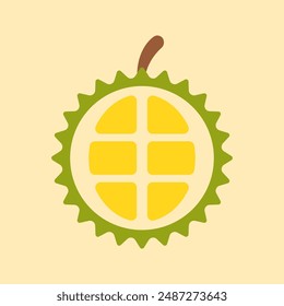 Durian Vector Illustration. Fruit Icon Concept Isolated. Flat Cartoon Style Suitable for Web Landing Page, Banner, Flyer, Sticker, Card