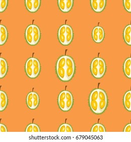 Durian vector seamless pattern. Cartoon fruit stylish texture. Repeating durian fruit seamless pattern background for friut design