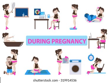 during pregnancy .vector illustration