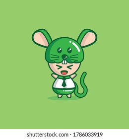 During the Year of the rat, cute little girls wear traditional cosplay costumes as Chinese zodiac rat. very liked by women and children.