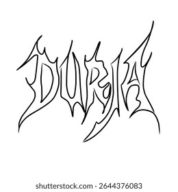 Durja logo with minimalist black metal aesthetics, featuring thin, sharp, flame-like strokes that reflect raw chaos and sinister energy.