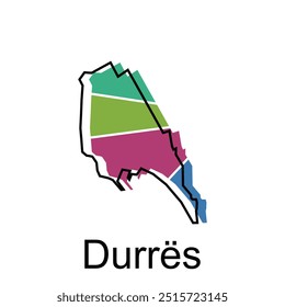Durres City map. vector map district of Albanian capital Country - illustration design template on white background