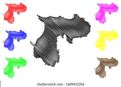 Durres County (Republic of Albania) map vector illustration, scribble sketch Durres map