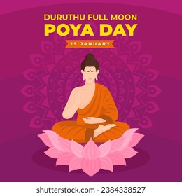 Duruthu Full Moon Poya Day. The Day of Srilanka illustration vector background. Vector eps 10