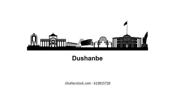 Dushanbe - the silhouette of the capital of Tajikistan in the vector