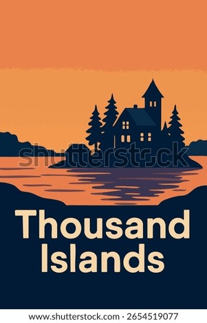 As dusk falls over the Thousand Islands in Ontario, the serene waters reflect the soft colors of the evening sky, creating a peaceful and captivating atmosphere. 