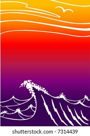 Dusk in ocean