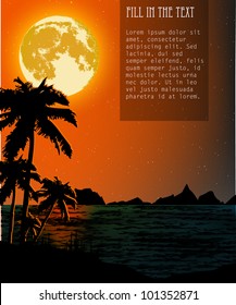 Dusk on the beach, vector illustration