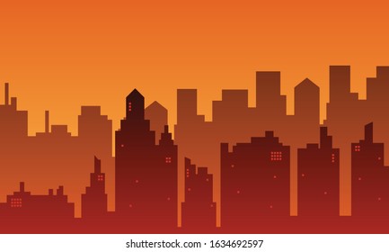 Dusk view with many buildings mall at urban
