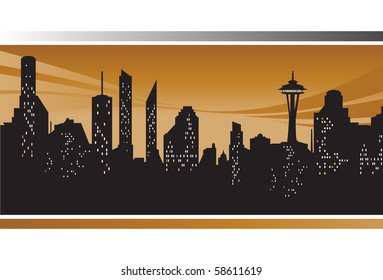 dusky city skyline