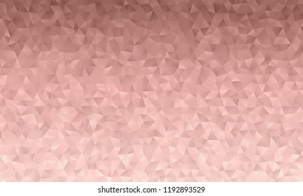 Dusky Pink Low Poly Triangle Pattern Vector Background. Pink Metallic Gradient Geometric Faceted Texture.