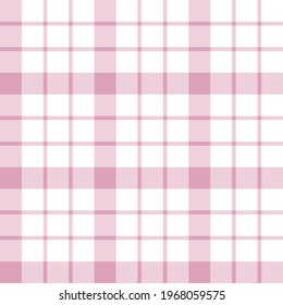 Dusky pink and white grid plaid pattern. Seamless vector windowpane check in pretty pastel colour. Suitable for fashion, home decor and stationary