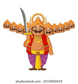 Personaje de Dussehra sobre fondo blanco. Ilustración vectorial