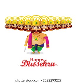 Personaje de Dussehra sobre fondo blanco. Ilustración vectorial
