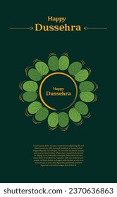 dussehra festival creative poster design with golden leaf