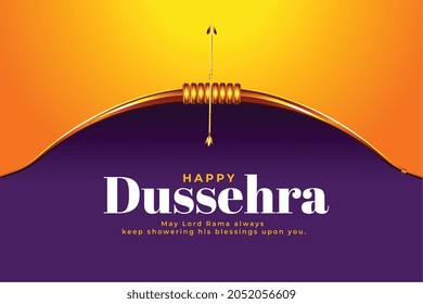 Dussehra Festival Wishes Card With Realistic Bow